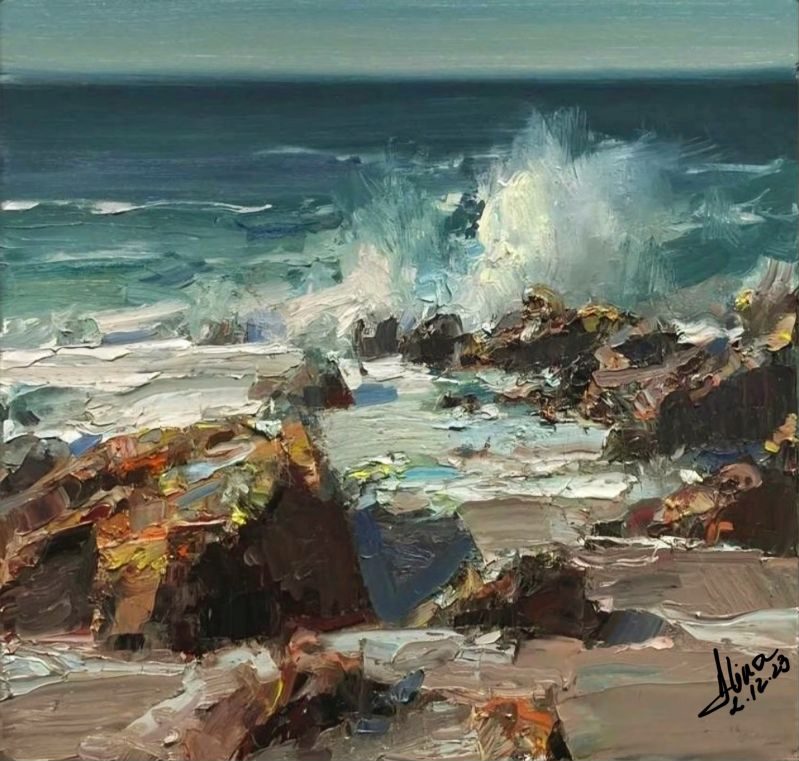 ArteDiAlina.com painting: Kiss of the wave